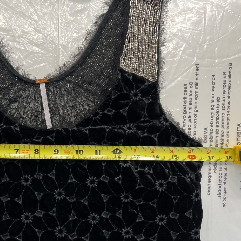 Free People Women’s Beaded Black Velvet Mini Shift Dress - Picture 14 of 15